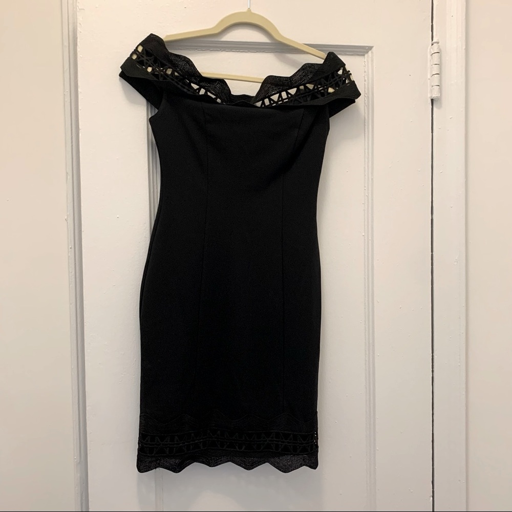 River Island off shoulder dress with lace detail